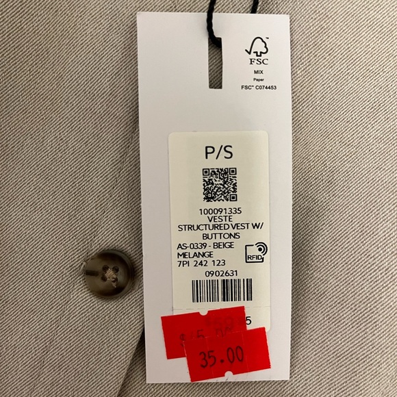 Dynamite Women’s Structured Vest w/ Buttons Beige - Picture 4 of 5